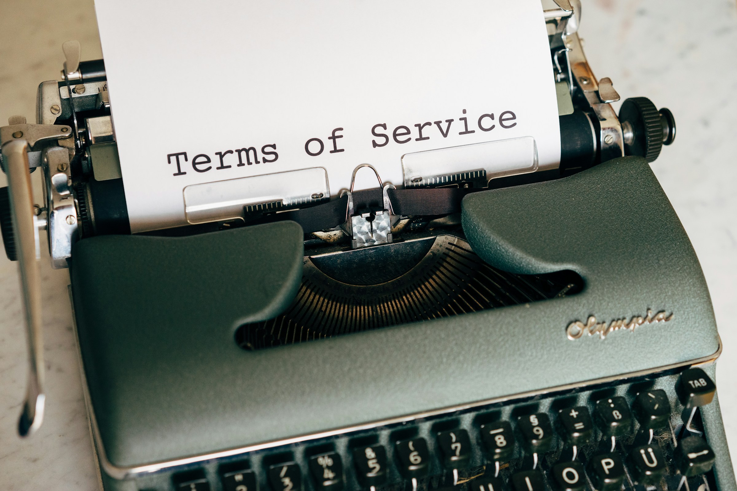 terms of service typewriter